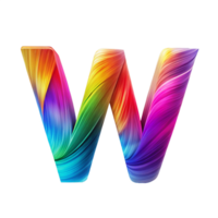 Colourful alphabet W With Flowing Gradient Effect is isolated on transparent background png