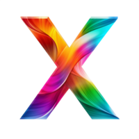 Colourful alphabet X With Flowing Gradient Effect is isolated on transparent background png