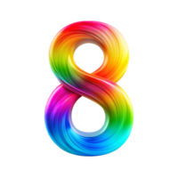 Colourful number eight With Flowing Gradient Effect is isolated on transparent background png