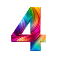 Colourful number four With Flowing Gradient Effect is isolated on transparent background png