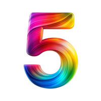 Colourful number five With Flowing Gradient Effect is isolated on transparent background png