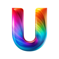 Colourful alphabet U With Flowing Gradient Effect is isolated on transparent background png