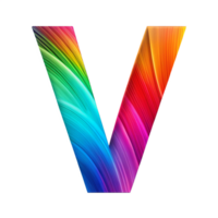 Colourful alphabet V With Flowing Gradient Effect is isolated on transparent background png