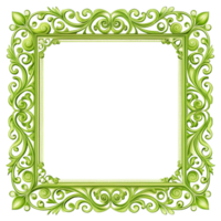green picture frame is isolated on transparent background png