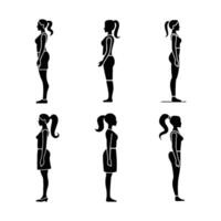 six different poses of a woman in different positions vector