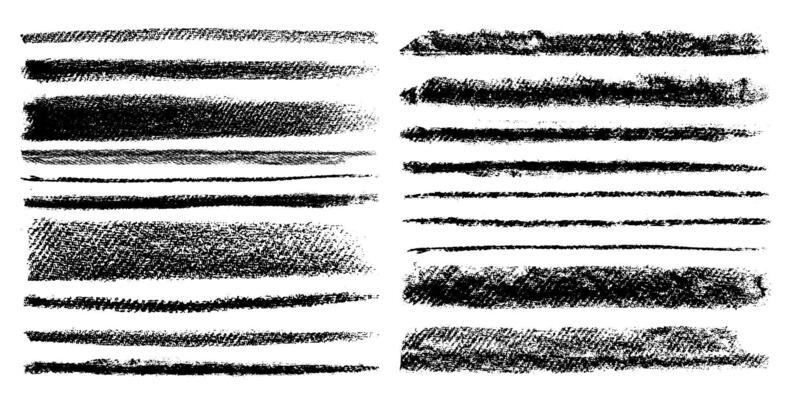 Charcoal Brushes Set Isolated on White Background