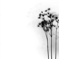 Flora stems silhouetted on bright background photo