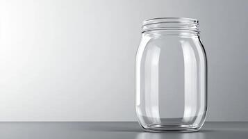 Transparent glass jar, no lid photo