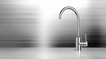 Modern stainless steel kitchen faucet with sleek design photo