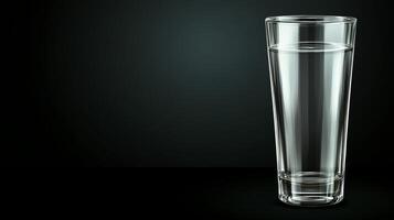 Transparent glass filled with water on a dark background photo