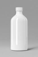 White bottle on gray background for modern packaging design photo