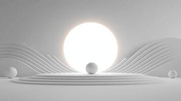 White minimalistic design featuring circular elements and waves photo