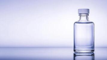 Clear glass bottle filled with water on smooth surface photo