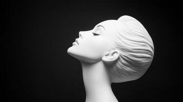 Studio lit sculpture of a woman's profile photo
