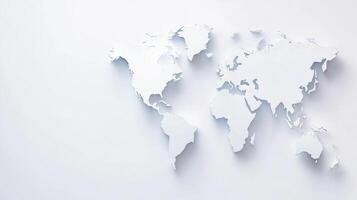 World map silhouette in minimalist design on white background photo