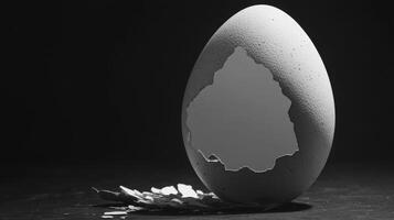 Broken egg showcasing the fragile shell and inner reflection photo