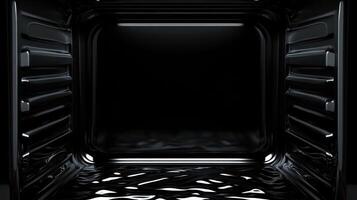 Interior view of a modern, empty oven cavity in a kitchen photo