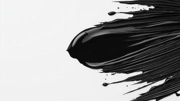 Dynamic flow of black paint abstract art on white canvas surface photo