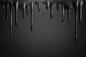 Glossy black paint dripping down a textured dark background photo