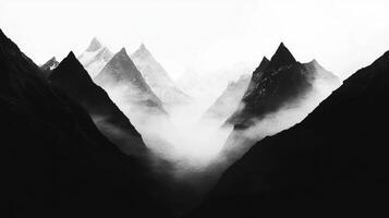 Majestic mountains shrouded in mist create an enchanting vista photo