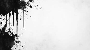 Expressive black splashes on a blank canvas create dramatic contrast photo