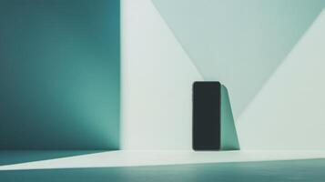 Modern smartphone against a minimalistic geometric backdrop photo