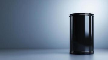 Glossy black trash can photo