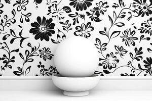 Modern decor with black and white floral pattern wall art photo