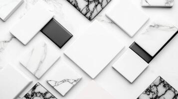 Elegant marble tiles arranged in a modern artistic pattern photo