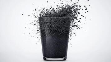 Black crystal creation erupting from a glass container photo