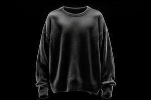 Stylish black sweater on a dark background with soft texture photo