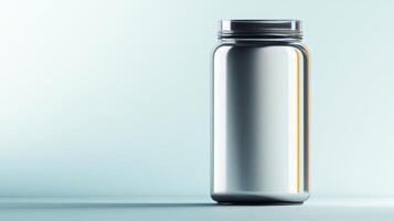 Clear glass jar on a simple light background photo