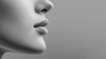 Profile view of a woman's face with focus on lips and skin texture photo