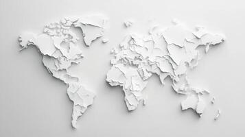 White three dimensional world map displayed on a flat surface photo