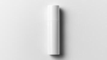 Minimalistic white bottle on plain background photo