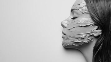 Woman face profile with mask photo