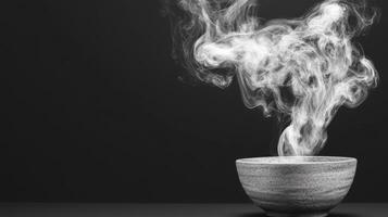 Hot bowl with rising steam photo