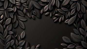 Leaves frame black background monochrome photo