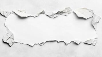 Torn paper edge frame white background photo