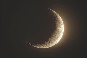 A striking image of a half moon against a dark, starless background, highlighting its illuminated surface and casting a serene glow photo