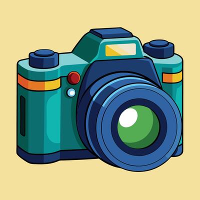 Green DSLR Camera Illustration