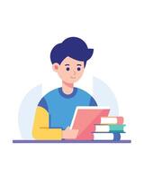 Man Reading a Book Alone vector