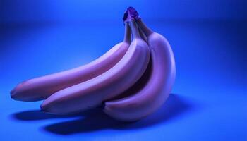 Fresh and Vibrant Bunch of Bananas on Blue photo