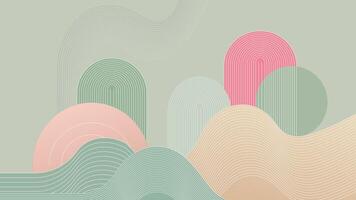 Minimalist Abstract Geometric Background with Wavy Lines and Pastel Colors vector