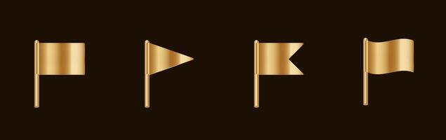 Golden flags set on dark background vector