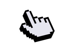 Pixelated hand cursor icon for digital interfaces and navigation vector