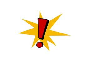 Red exclamation mark with yellow burst background vector