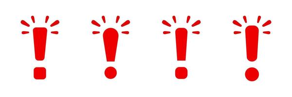 Four red exclamation marks in a row vector