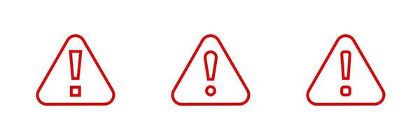 Three red warning signs in triangular shapes vector
