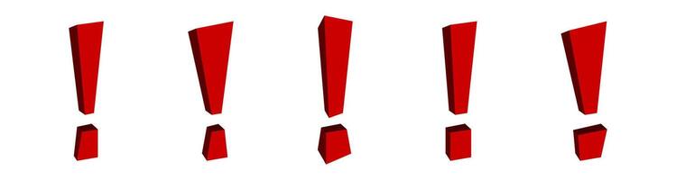 Five red exclamation marks in a row vector